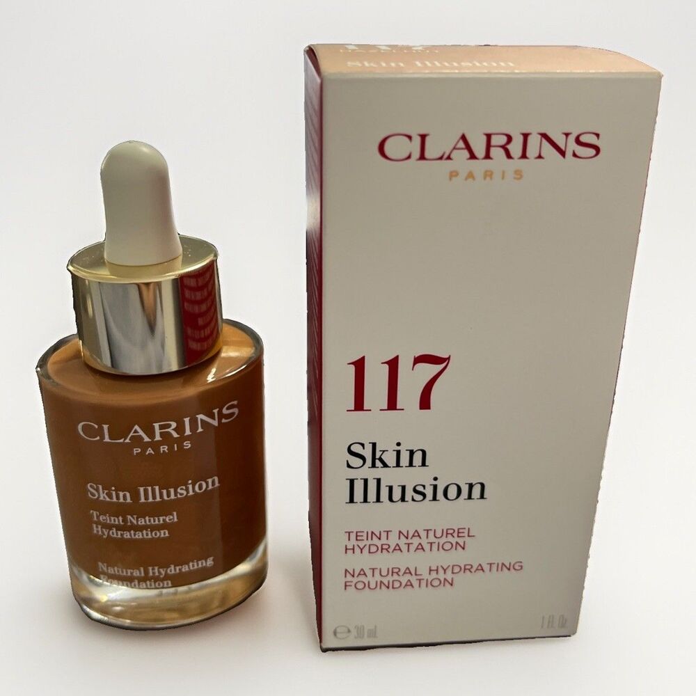 CLARINS Skin Illusion Natural Hydrating Foundation 117 HAZLENUT 1oz